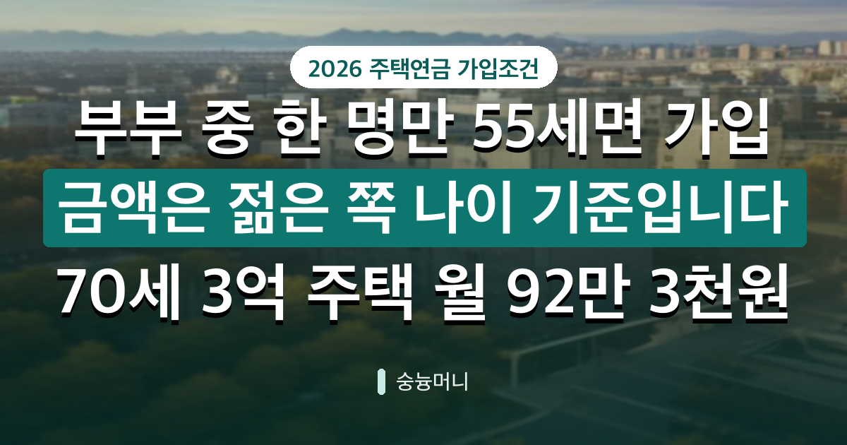 주택연금 가입조건과 2026년 수령액 내 집은 얼마 나올까요